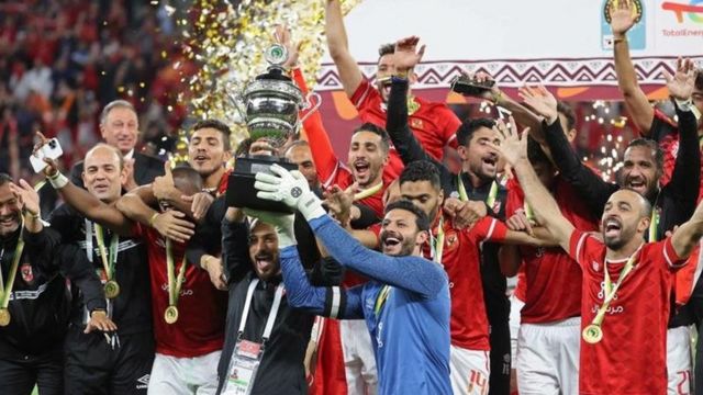 جانب من احتفال الاهلى بالسوبر الافريقى